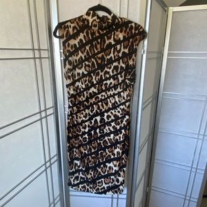 Sleeveless high neck dress w/ gold zipper detail